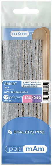 Staleks Smart Dfc-22-180/240/5 Nakładki Jednorazowe Zebra Do Pilnika Prostego Gradacja 180 240 10 Sztuk + 2 X Drewniana Baza