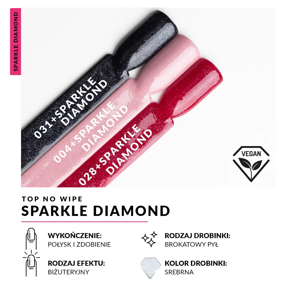 Semilac Top Do Lakierów Hybrydowych Top No Wipe Sparkle Diamond 7ml