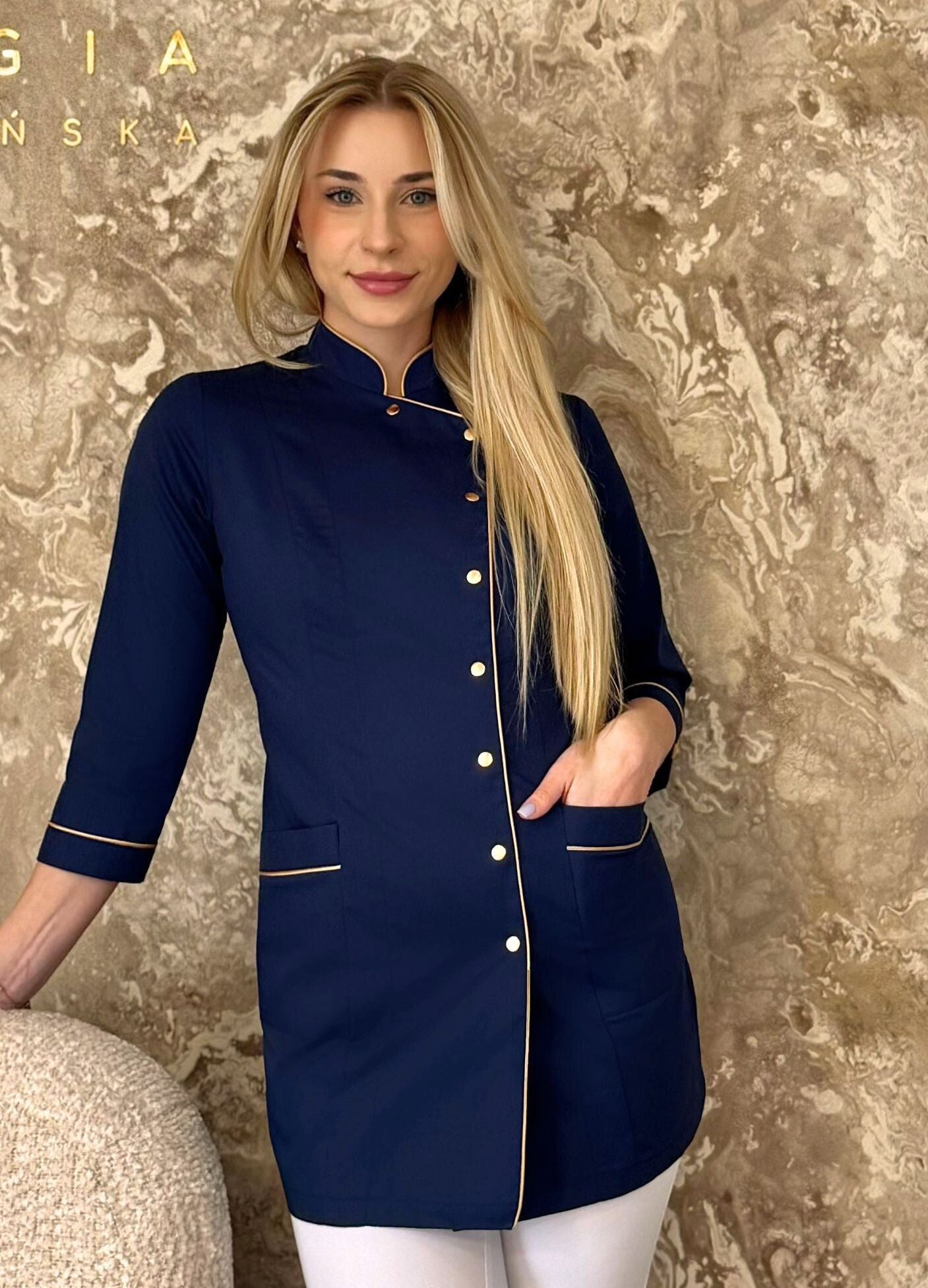 Rena Bluza Cukiernicza Nr 90-EL Granat + Złoto