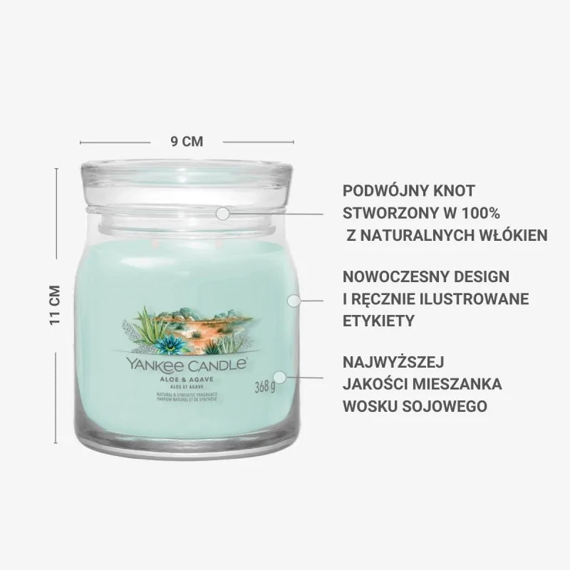 Yankee Candle Świeca Zapachowa Słoik Średni Aloe & Agave
