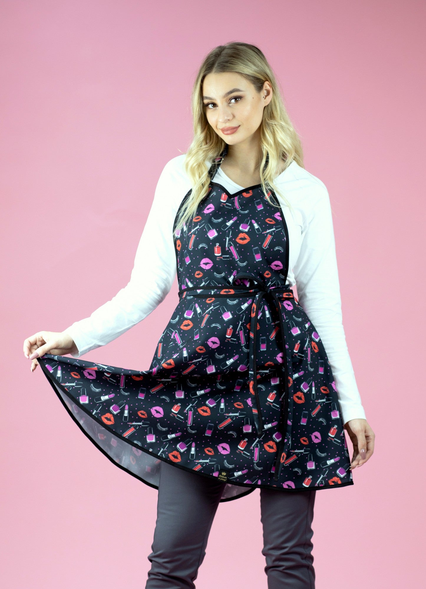 Rena Fartuszek Nr.47 Make Up Print Czarny L/XL
