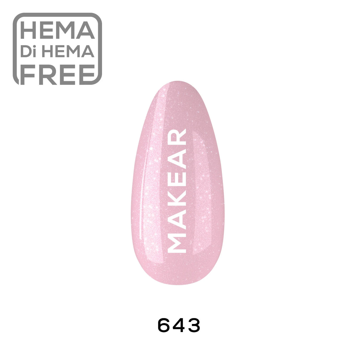 Makear Lakier hybrydowy Gimme 640 nr 643 Różowy z brokatem 8 ml