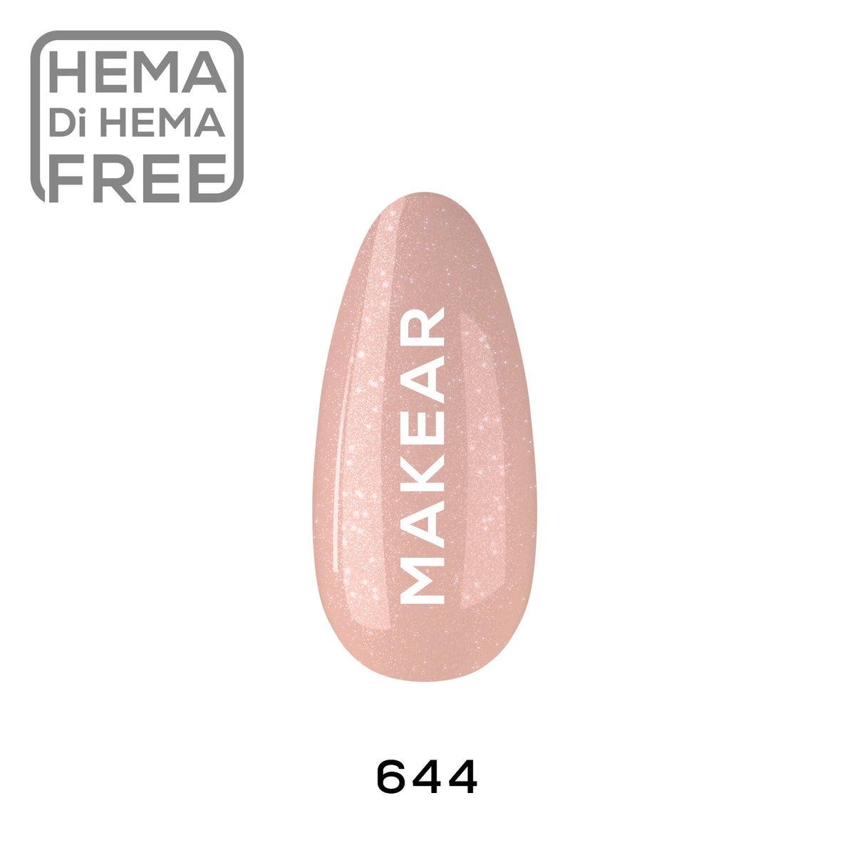 Makear Lakier hybrydowy Gimme 640 nr 644 Beżowy z brokatem 8 ml