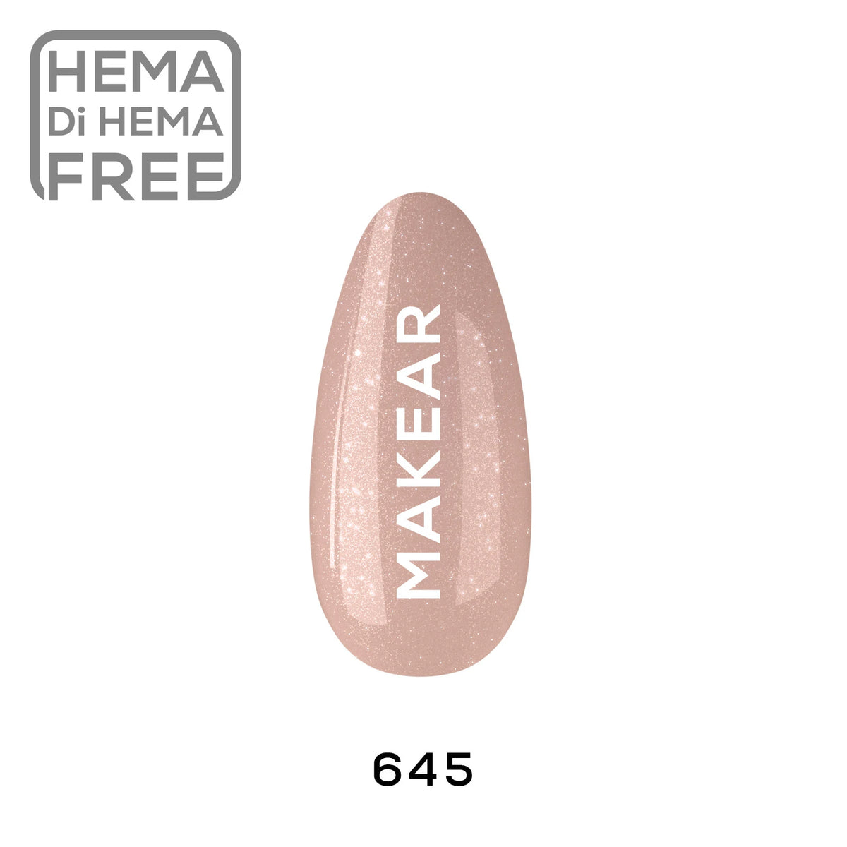 Makear Lakier hybrydowy Gimme 640 nr 645 Beżowy z brokatem 8 ml