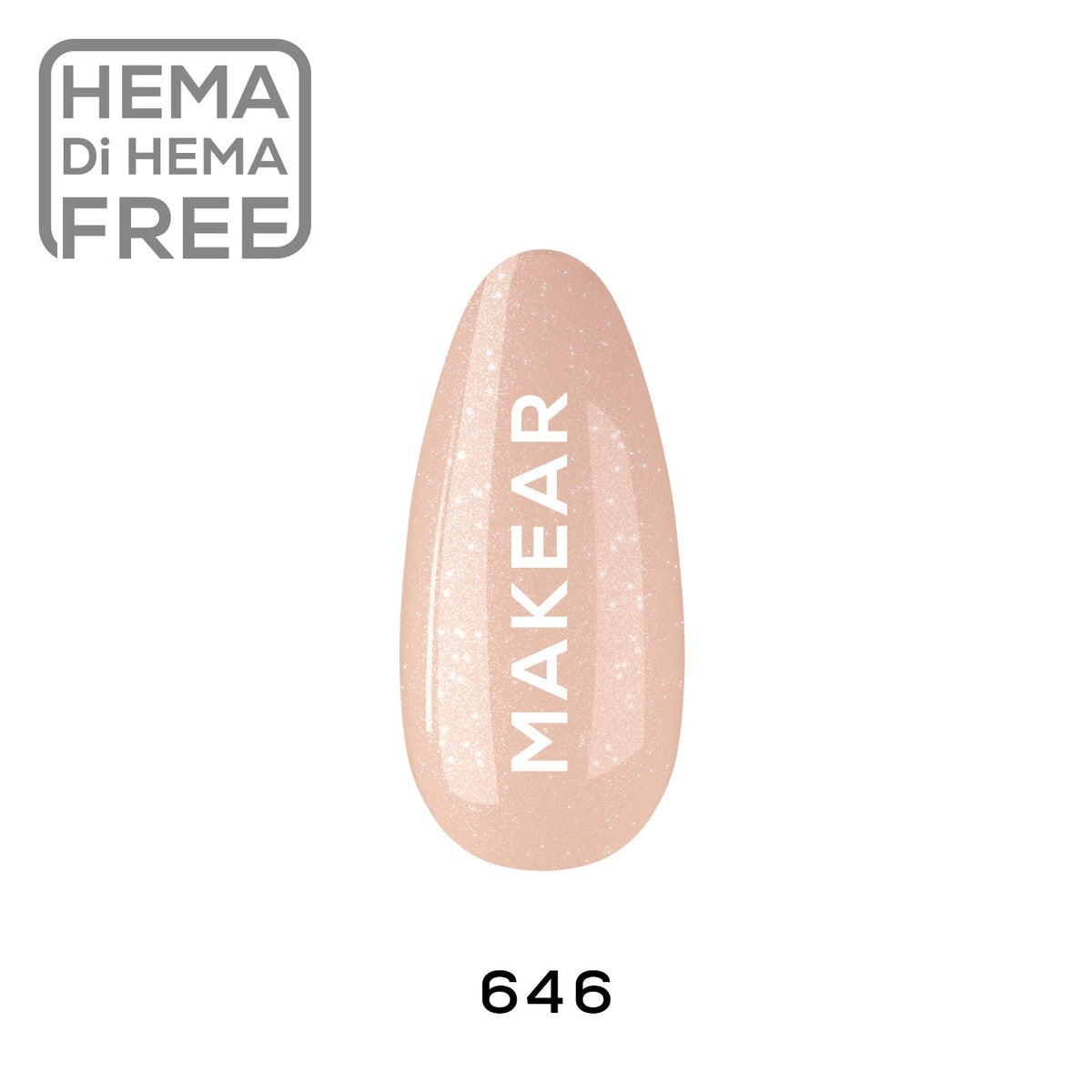 Makear Lakier hybrydowy Gimme 640 nr 646 Nude z brokatem 8 ml