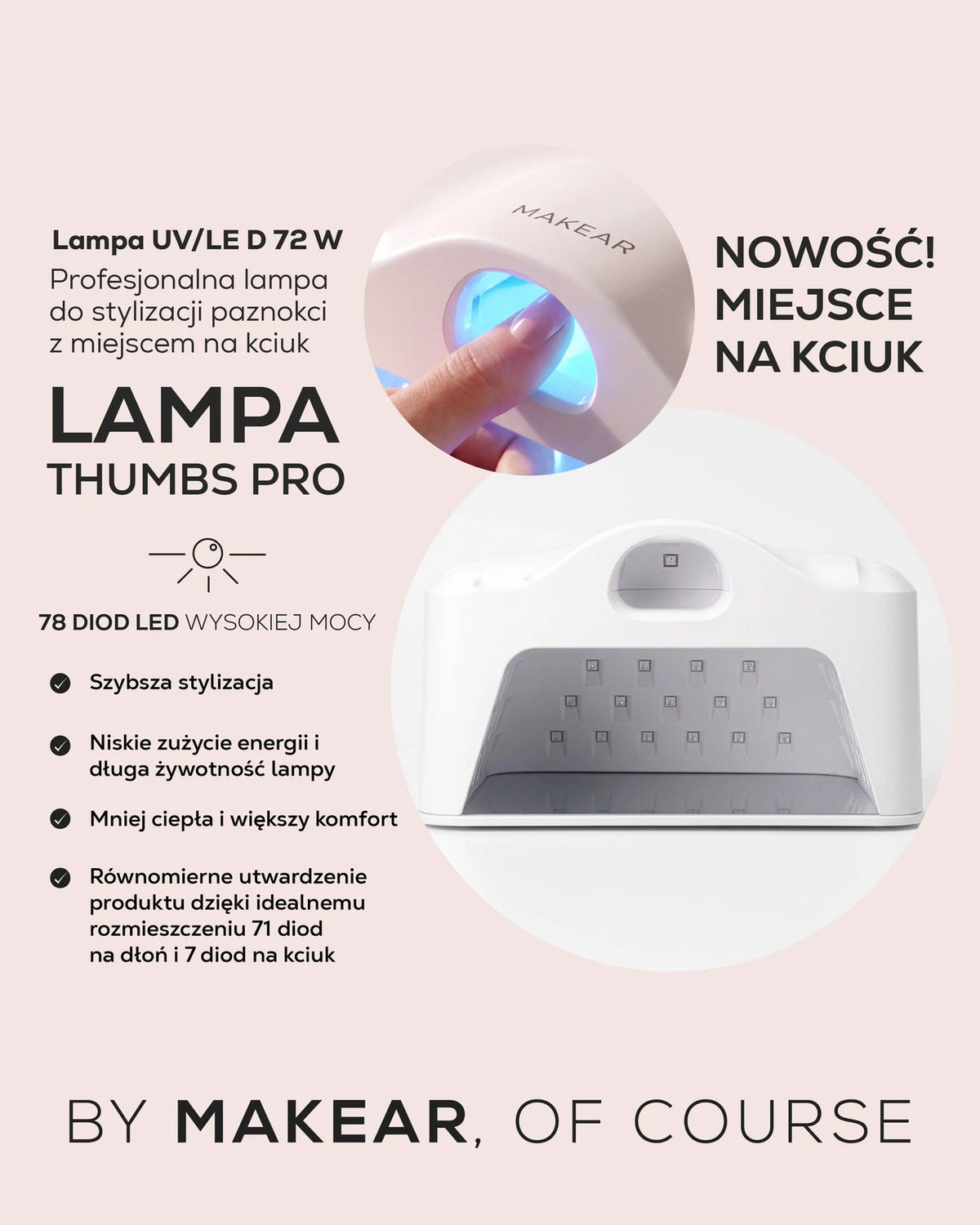 Makear Lampa UV/LED Thumbs Pro 72 W z osobną strefą na kciuk
