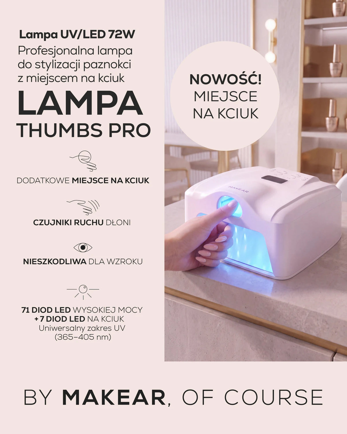Makear Lampa UV/LED Thumbs Pro 72 W z osobną strefą na kciuk