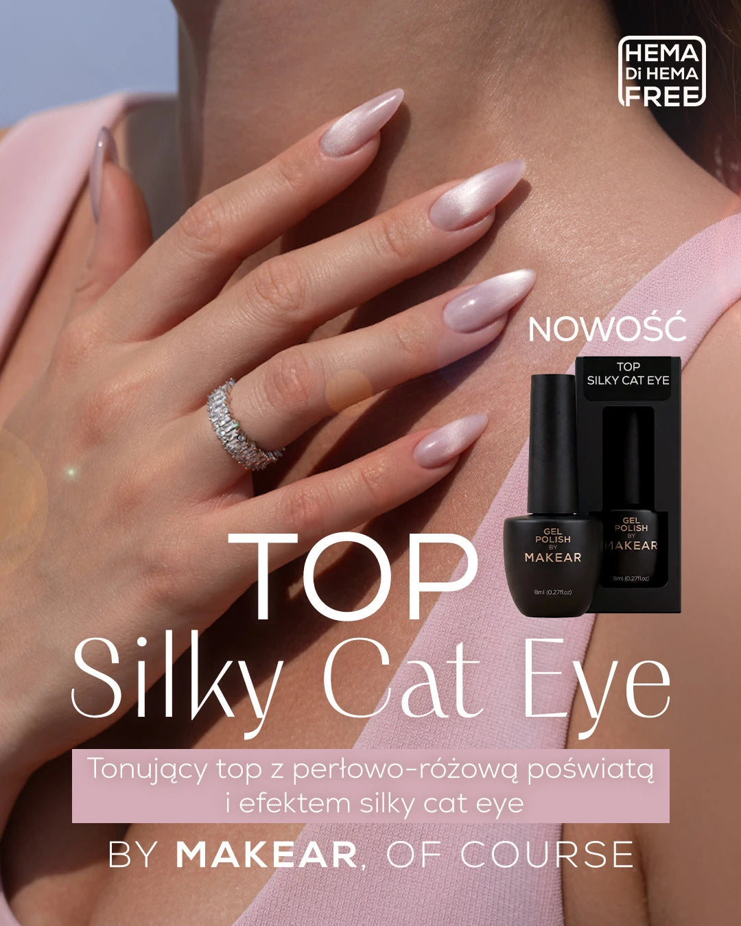 Makear Top hybrydowy No Wipe Silky Cat Eye 8 ml