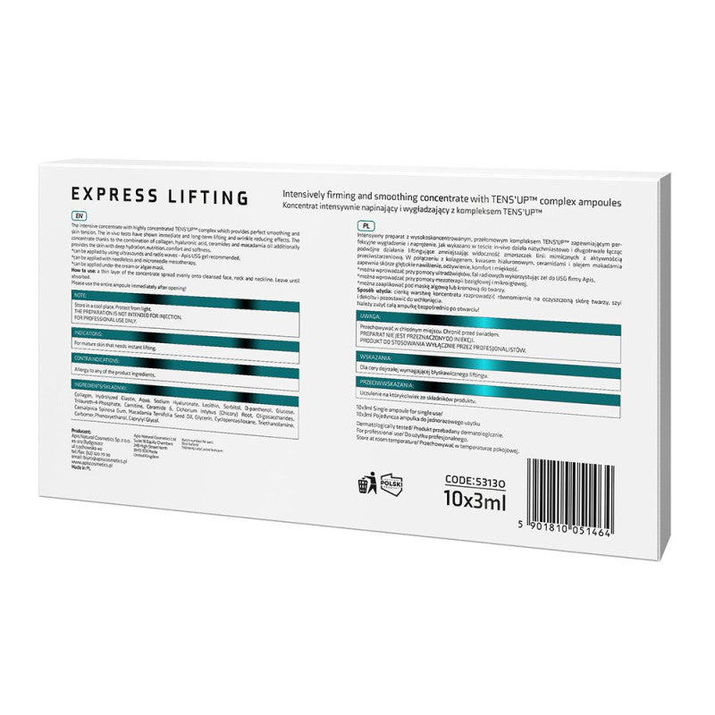 Apis Express Lifting - Koncentrat Intensywnie Napinający I Liftingujący Z Kompleksem TENS UP - 10 X 3 Ml