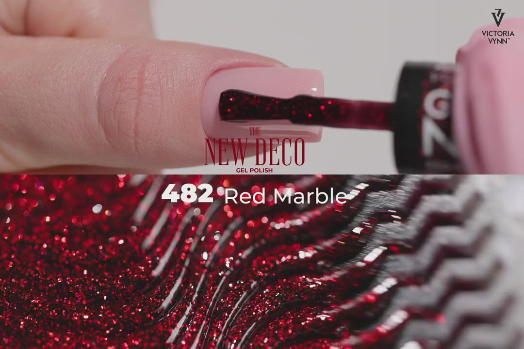 Załaduj wideo: Victoria Vynn Lakier Hybrydowy 482 Red Marble Czerwony z Drobinkami 8 ml