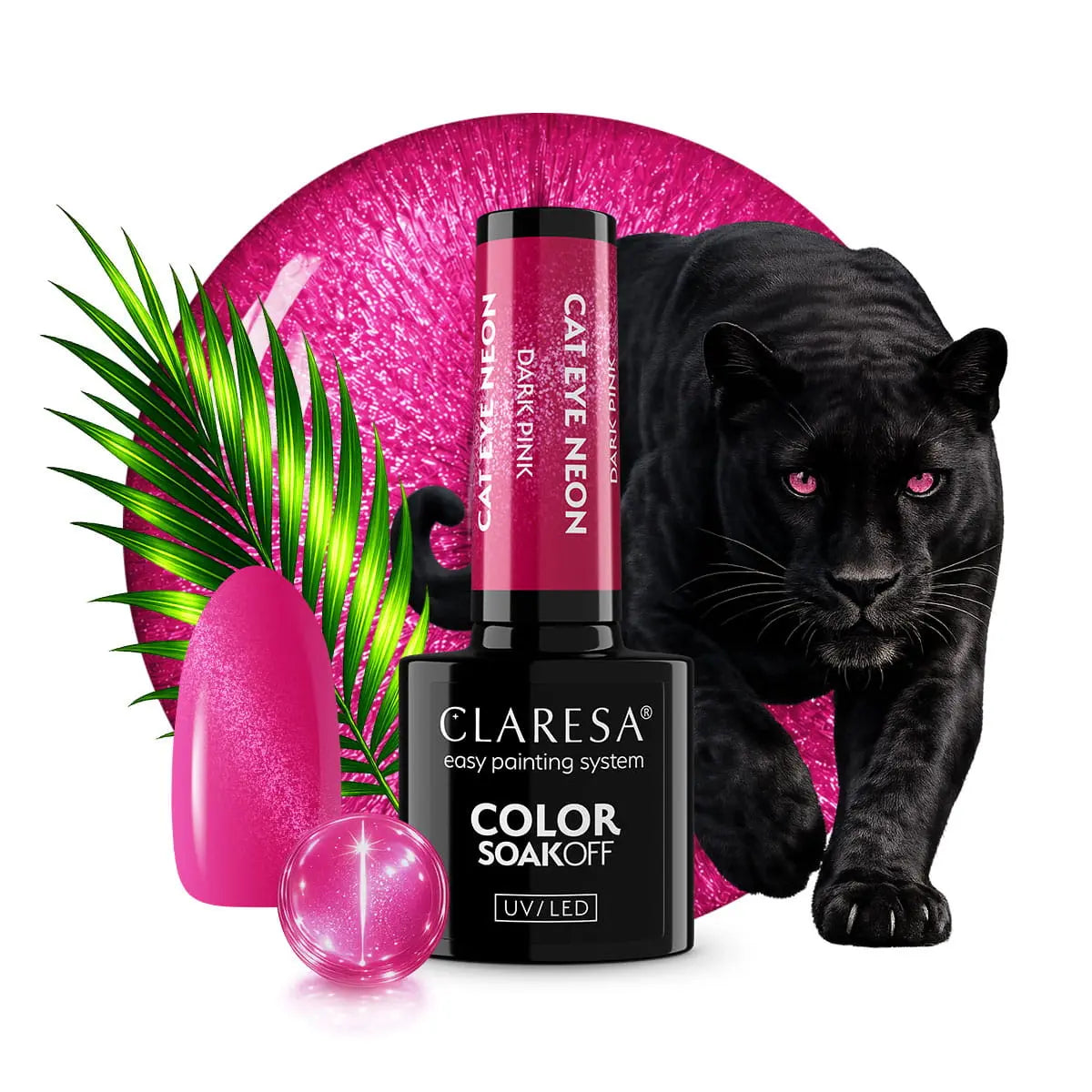 Claresa Lakier Hybrydowy Cat Eye Neon Dark Pink 5g