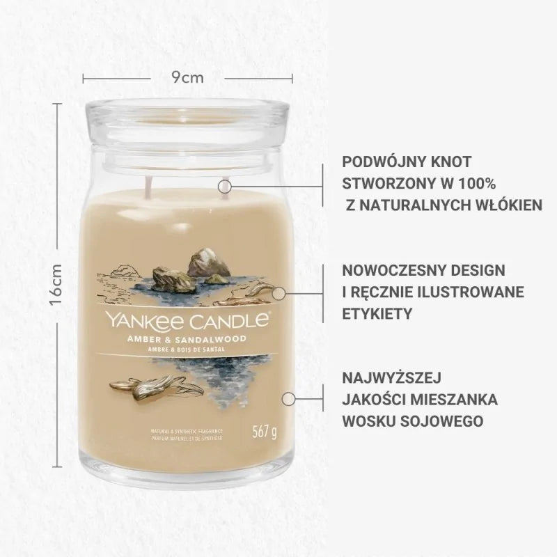 Yankee Candle Signature Świeca Zapachowa Duża Amber & Sandalwood