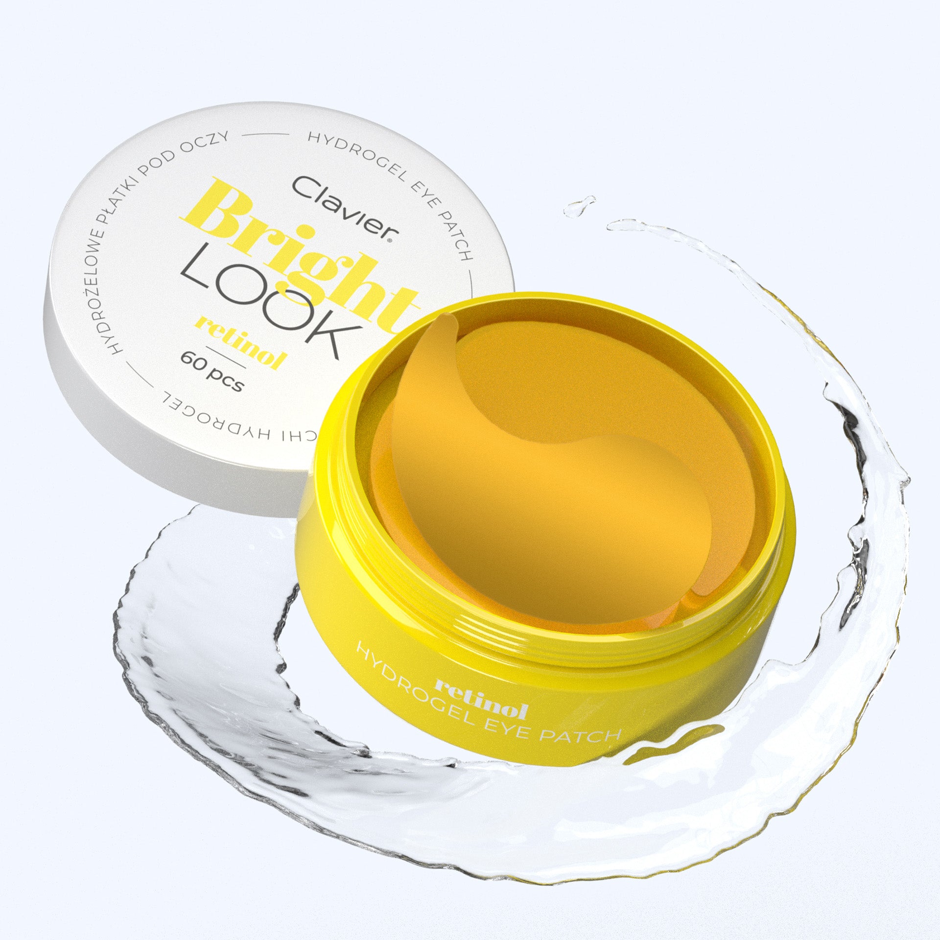 Clavier Bright Look Żelowe Płatki Pod Oczy, Wygładzające, Odświeżające, Clavier, Retinol, 60 Szt.