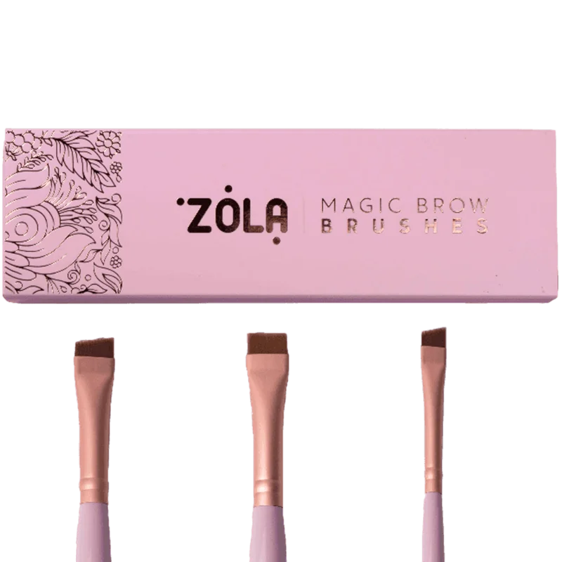 Zola Profesjonalny Zestaw Pędzli Do Brwi Magic Brow Brushes Jasny Róż