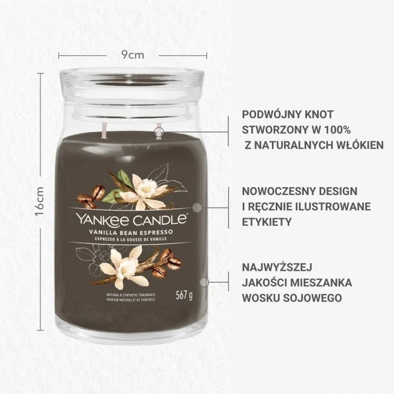 Yankee Candle Signature Świeca Zapachowa Duża Vanilla Bean Espresso