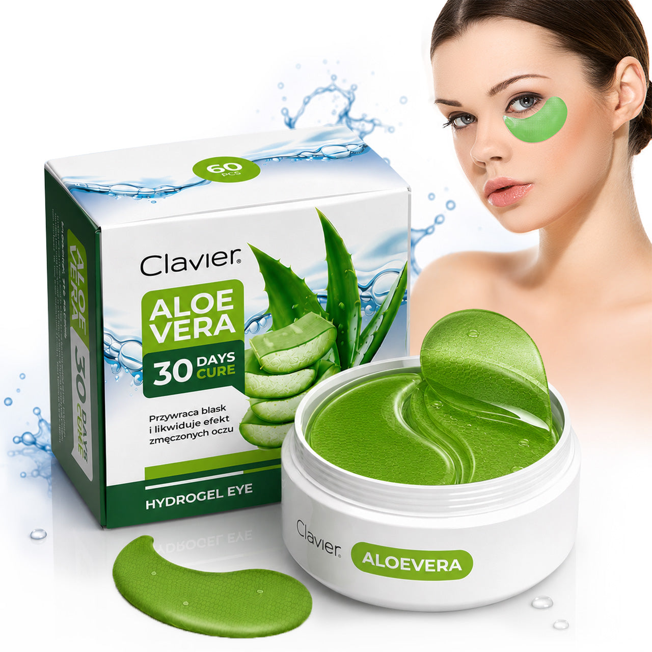 Clavier Hydrożelowe Płatki Pod Oczy Aloe Vera, 60szt.