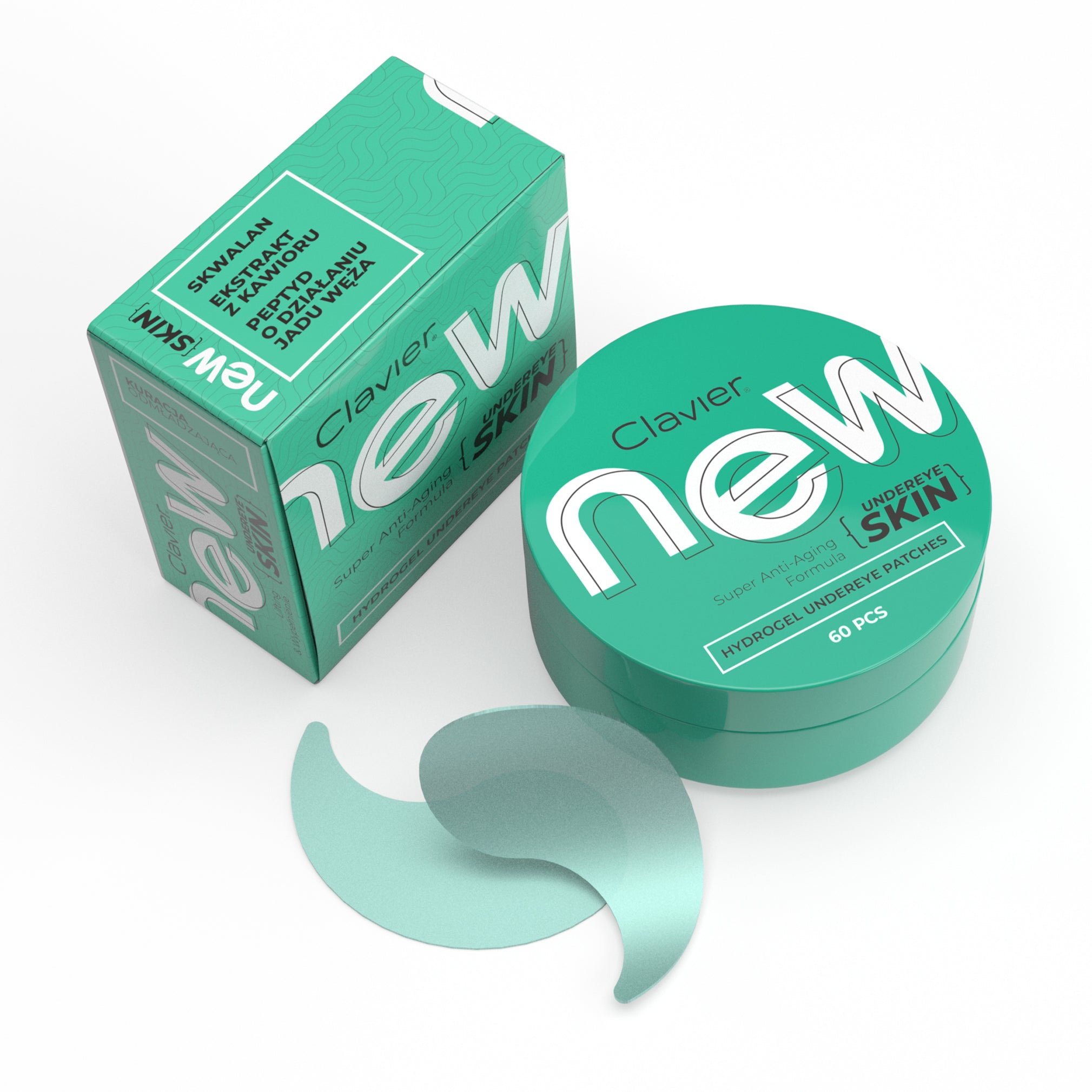 Clavier Płatki Żelowe Pod Oczy New Undereye Skin, Kuracja Odmładzająca, Lifting I Wypełnienie, 60szt.