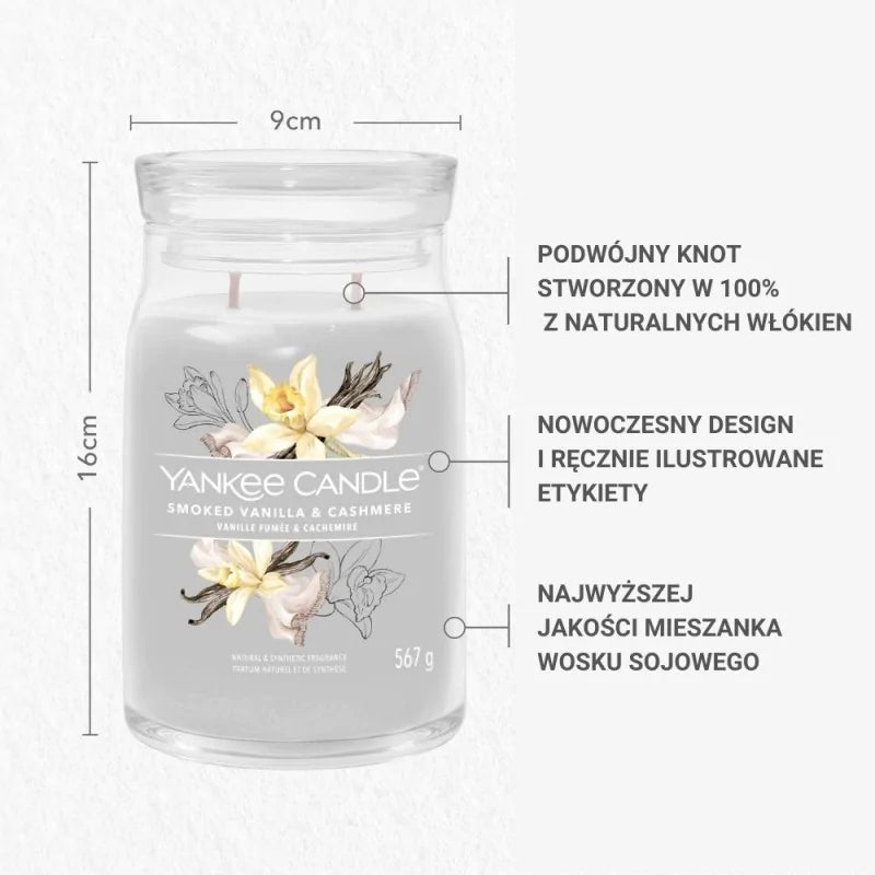 Yankee Candle Signature Świeca Zapachowa Duża Smoked Vanilla & Cashmere