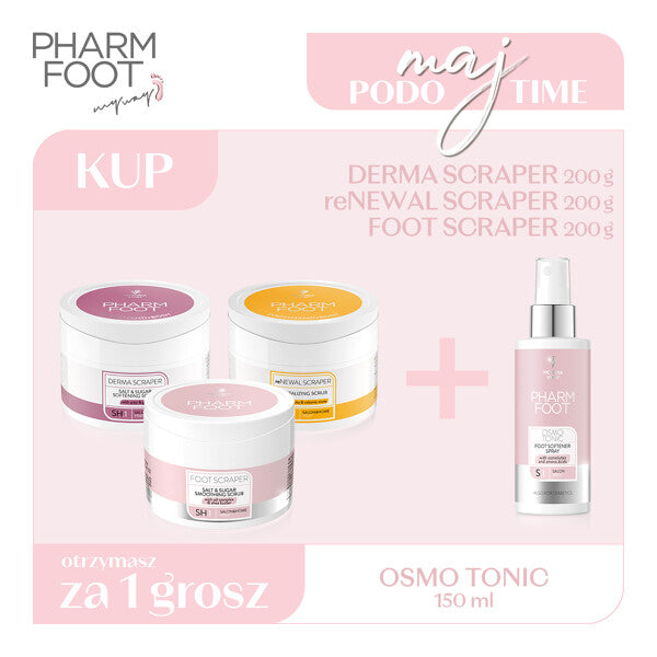 Pharm Foot Zestaw Derma Scraper / 200g, Foot Scraper / 200g, Renewal Scraper / 200g + Gratis Osmo Tonic Foot Softener Spray