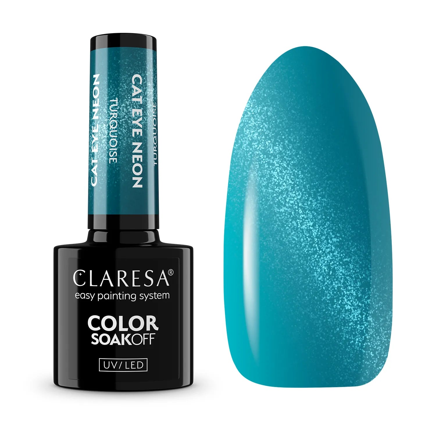 Claresa Lakier Hybrydowy Cat Eye Neon Turquoise 5g