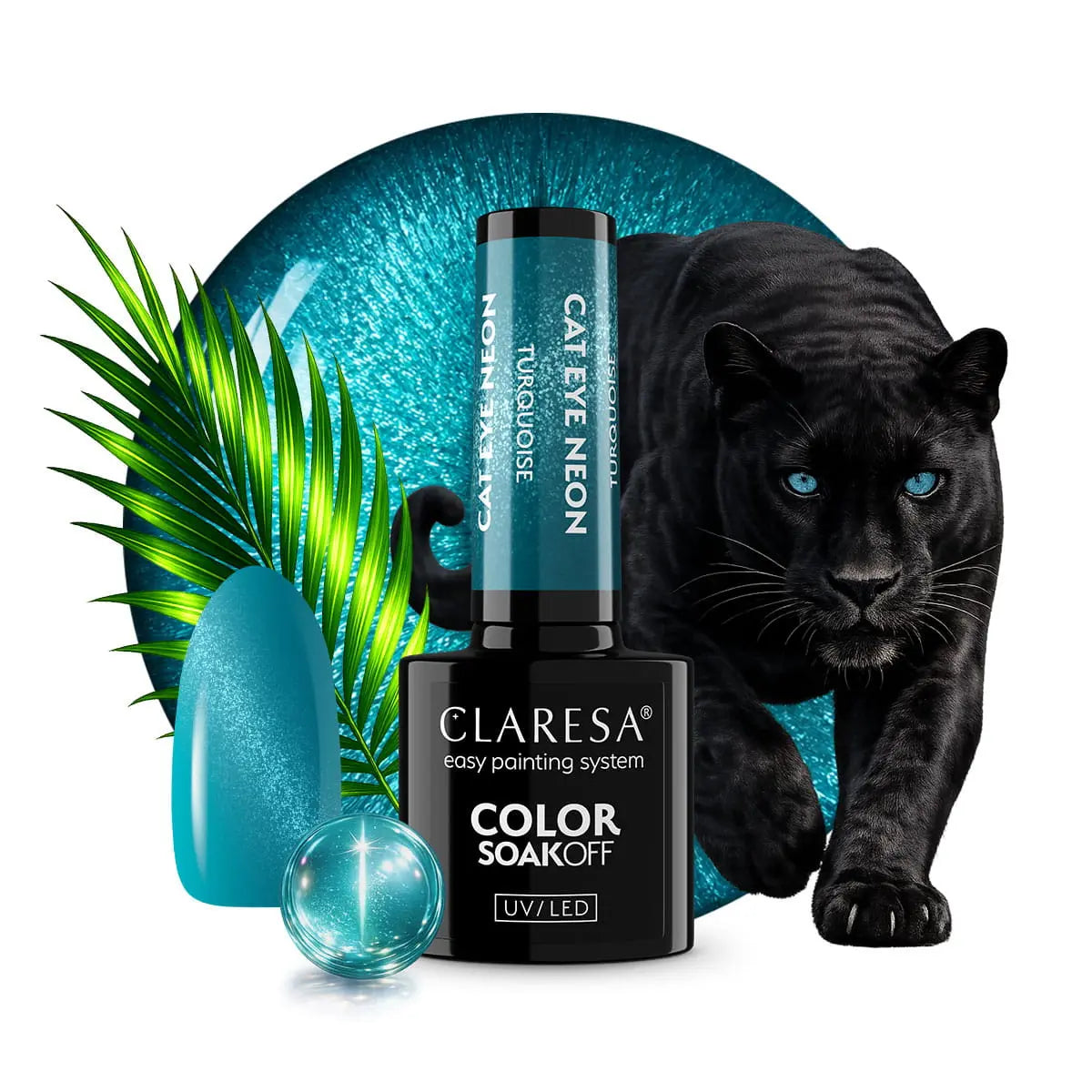 Claresa Lakier Hybrydowy Cat Eye Neon Turquoise 5g