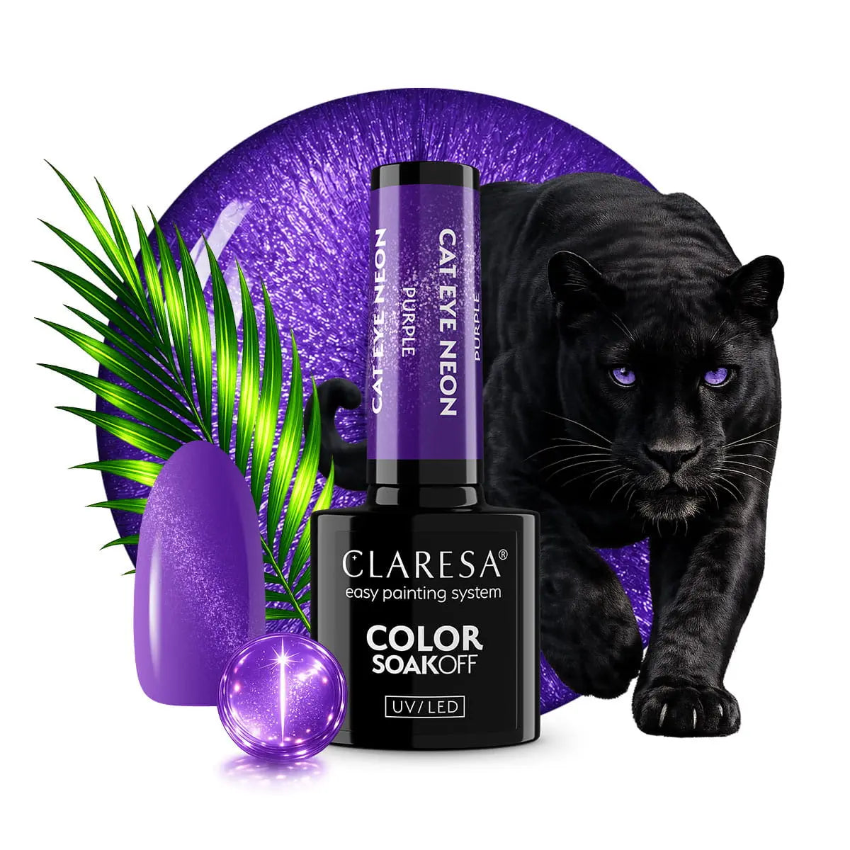 Claresa Lakier Hybrydowy Cat Eye Neon Purple 5g