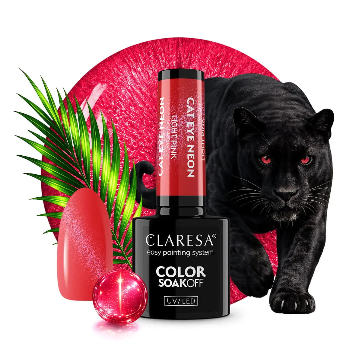 Claresa Lakier Hybrydowy Cat Eye Neon Light Pink 5g