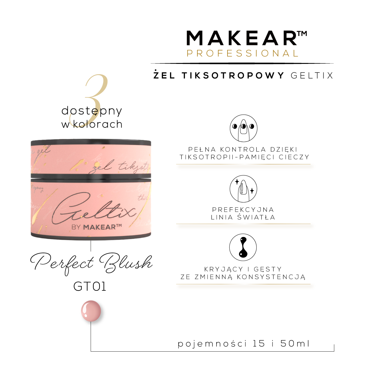 Makear GT01 - Geltix Żel Tiksotropowy Perfect Blush 50ml