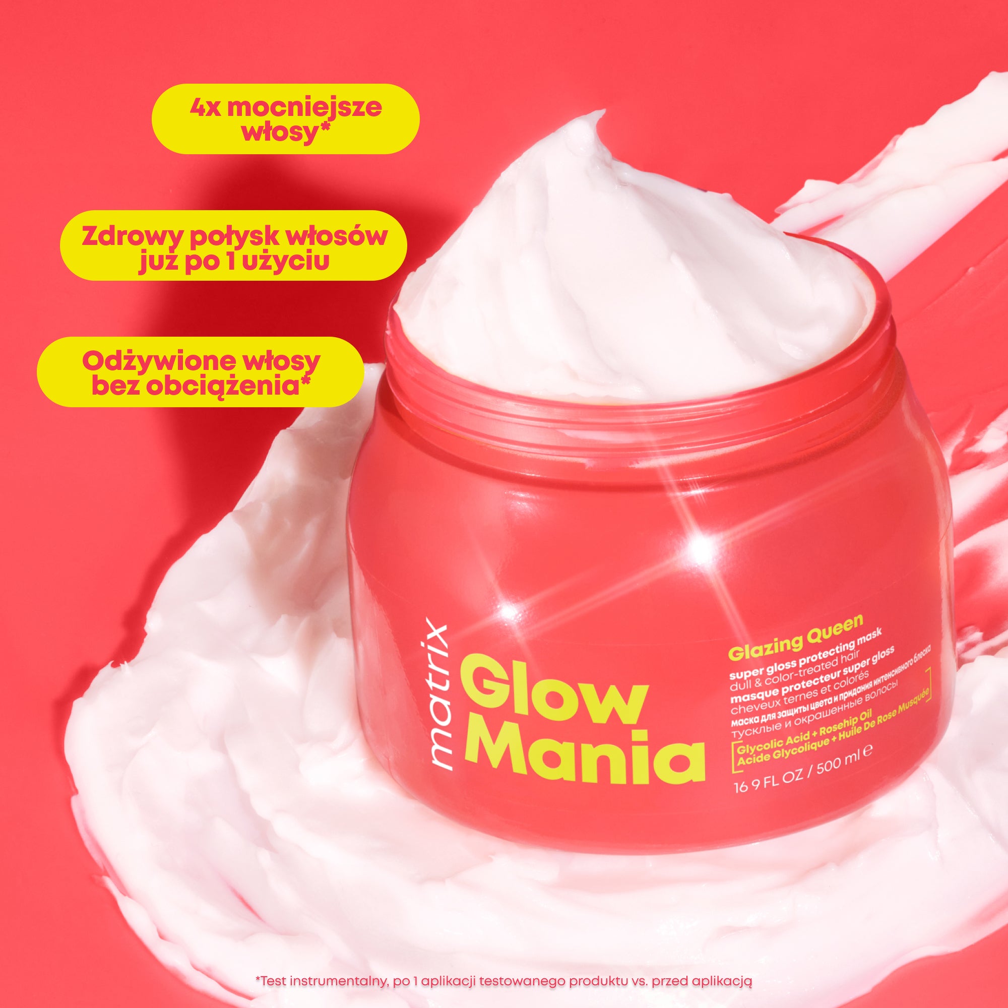 Matrix Glow Mania, Maska Nabłyszczająca Do Włosów Koloryzowanych, 500ml