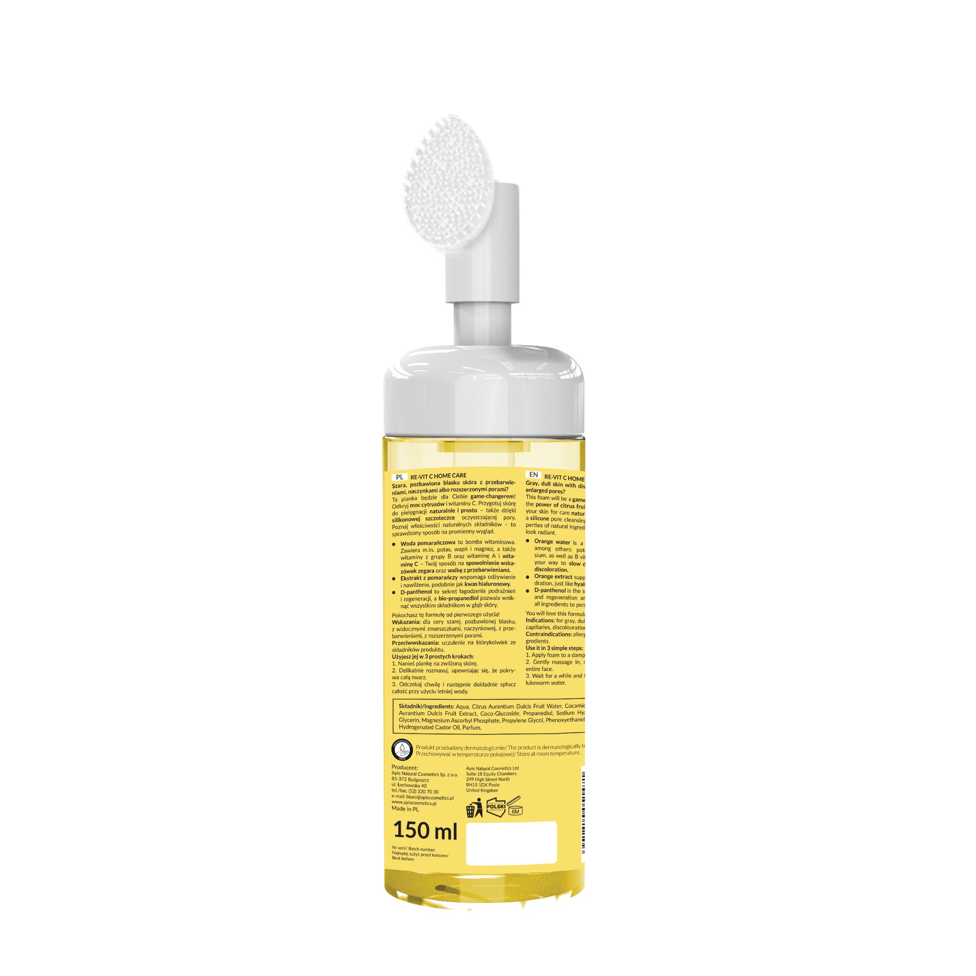 Apis Re-Vit C Home Care Rozświetlająca Pianka Do Mycia Twarzy Z Witaminą C / 150 Ml