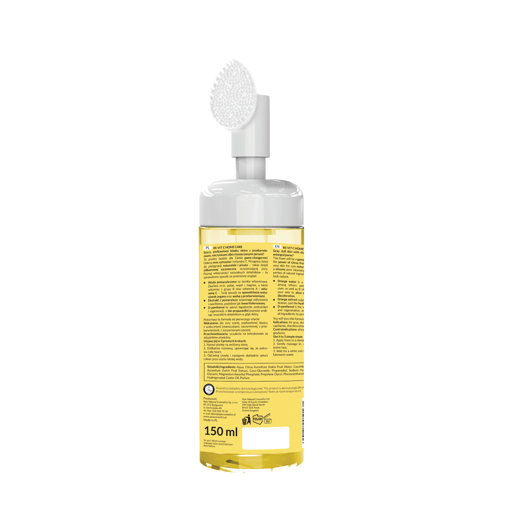 Apis Re-Vit C Home Care Rozświetlająca Pianka Do Mycia Twarzy Z Witaminą C / 150 Ml