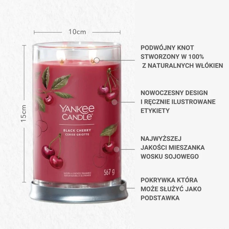Świeca Zapachowa Tumbler z 2 Knotami Black Cherry