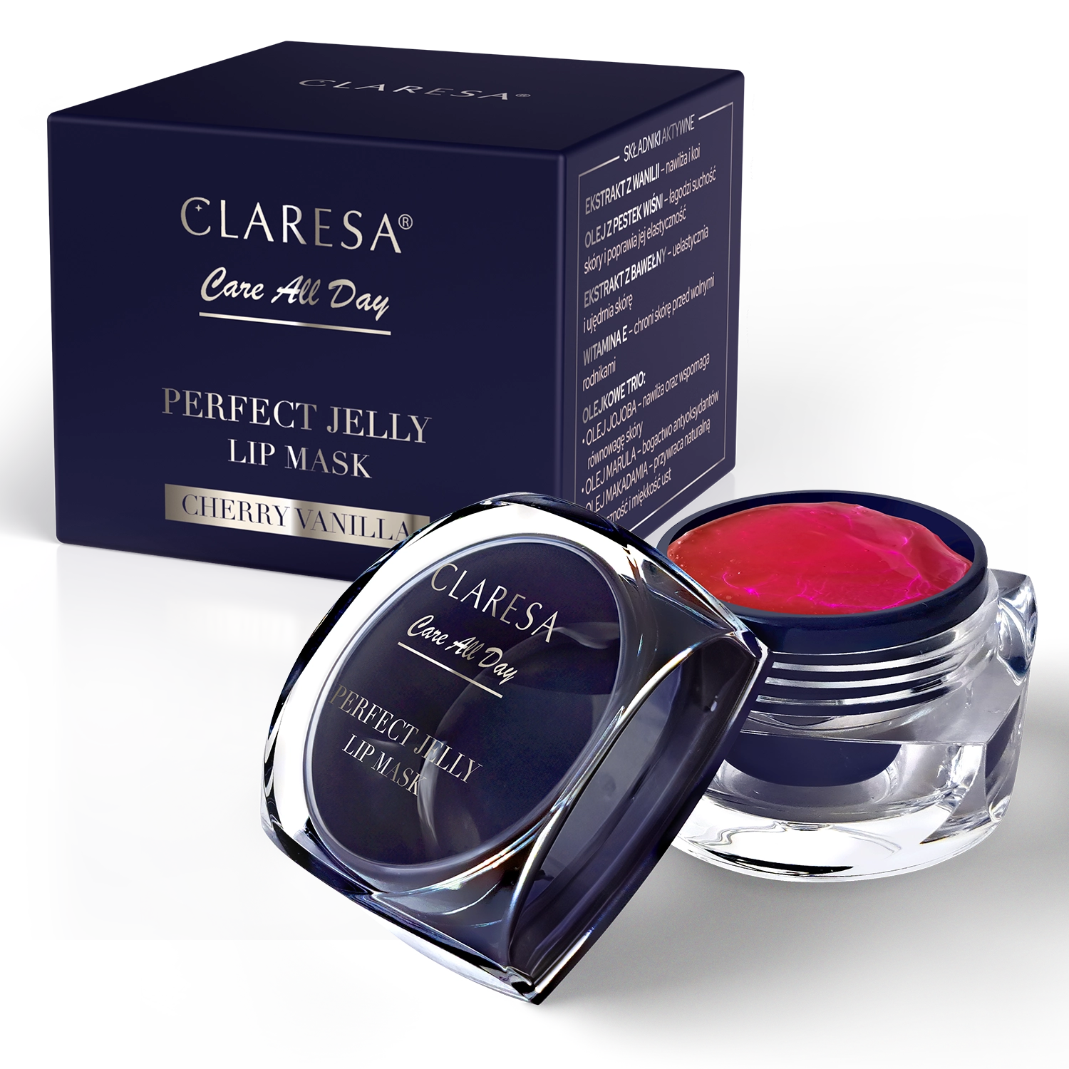 Claresa Care All Day Perfect Jelly Lip Mask Intensywnie Regenerująca Żelowa Maska Do Ust Vanilla Cherry, 8g