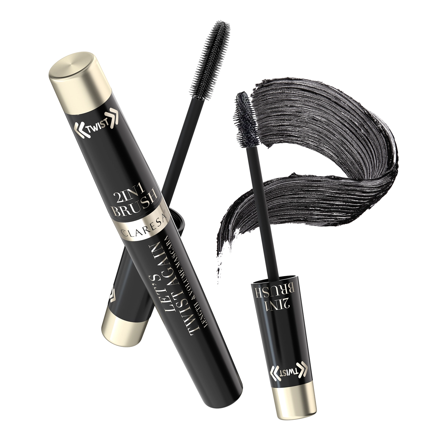 Claresa Let’s Twist Again Length & Volume Mascara Black Tusz Do Rzęs Wydłużająco-Pogrubiający Czarny, 7g