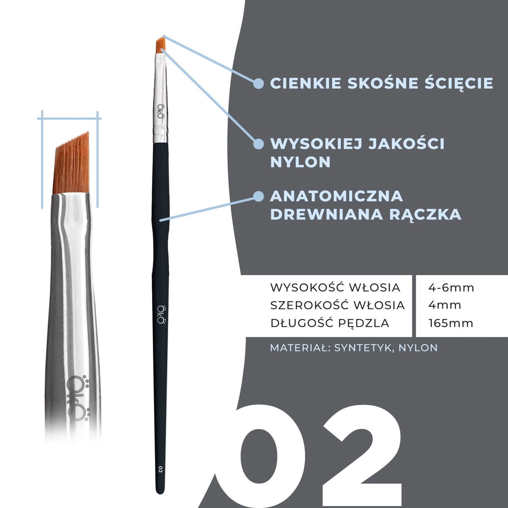 OKO Pędzelek Mini Skośny Oko #2 Black Edition
