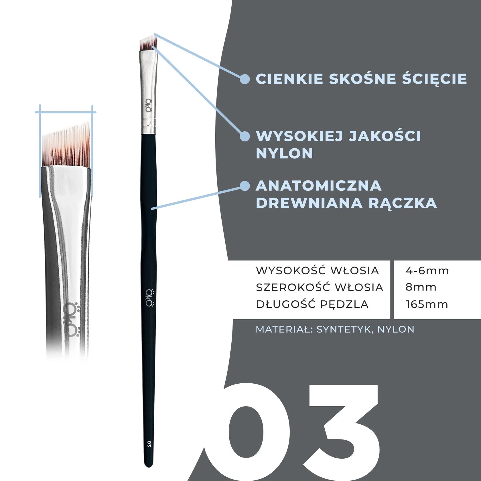 OKO Pędzelek Skośny Oko #3 Black Edition