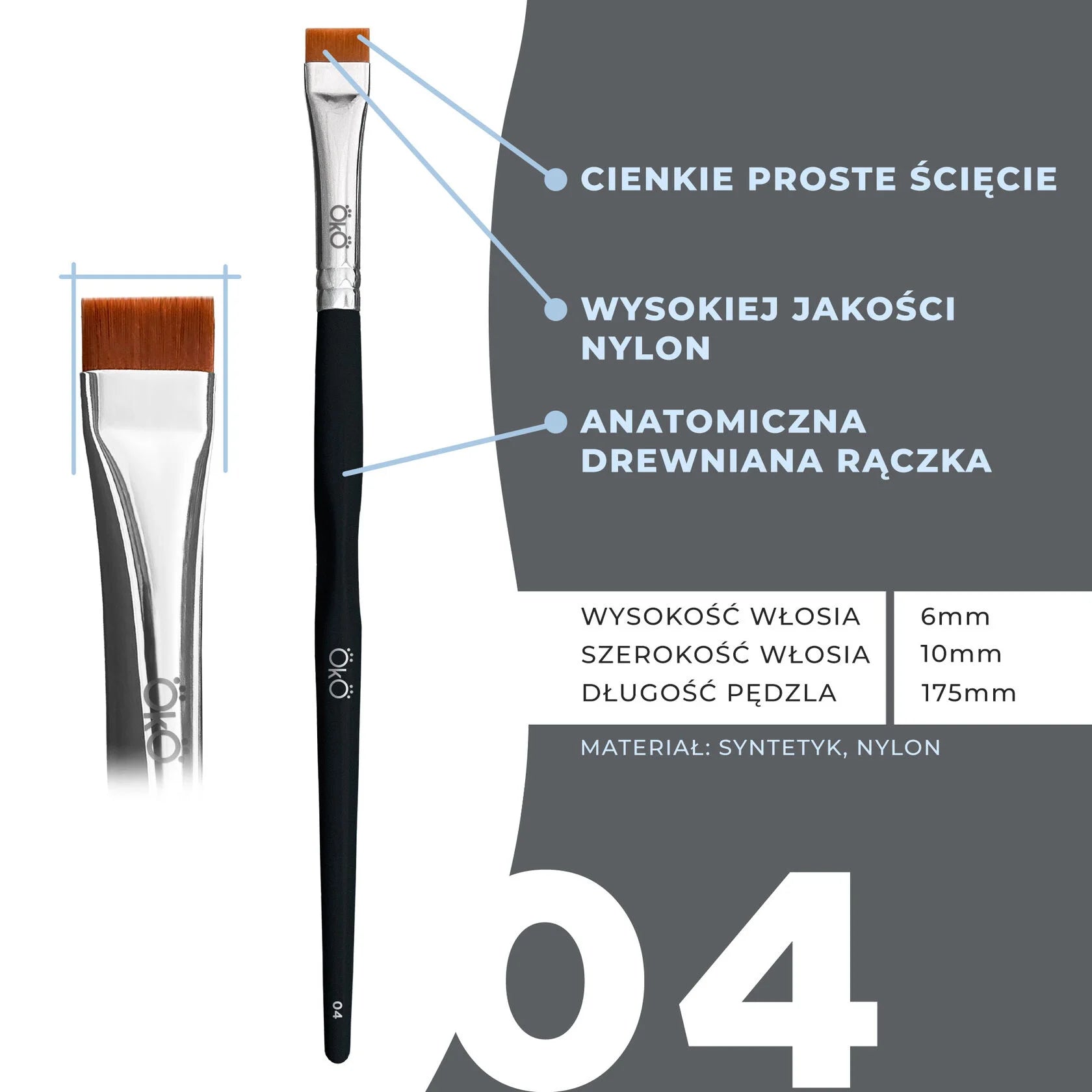 OKO Pędzelek Równy #4 Black Edition