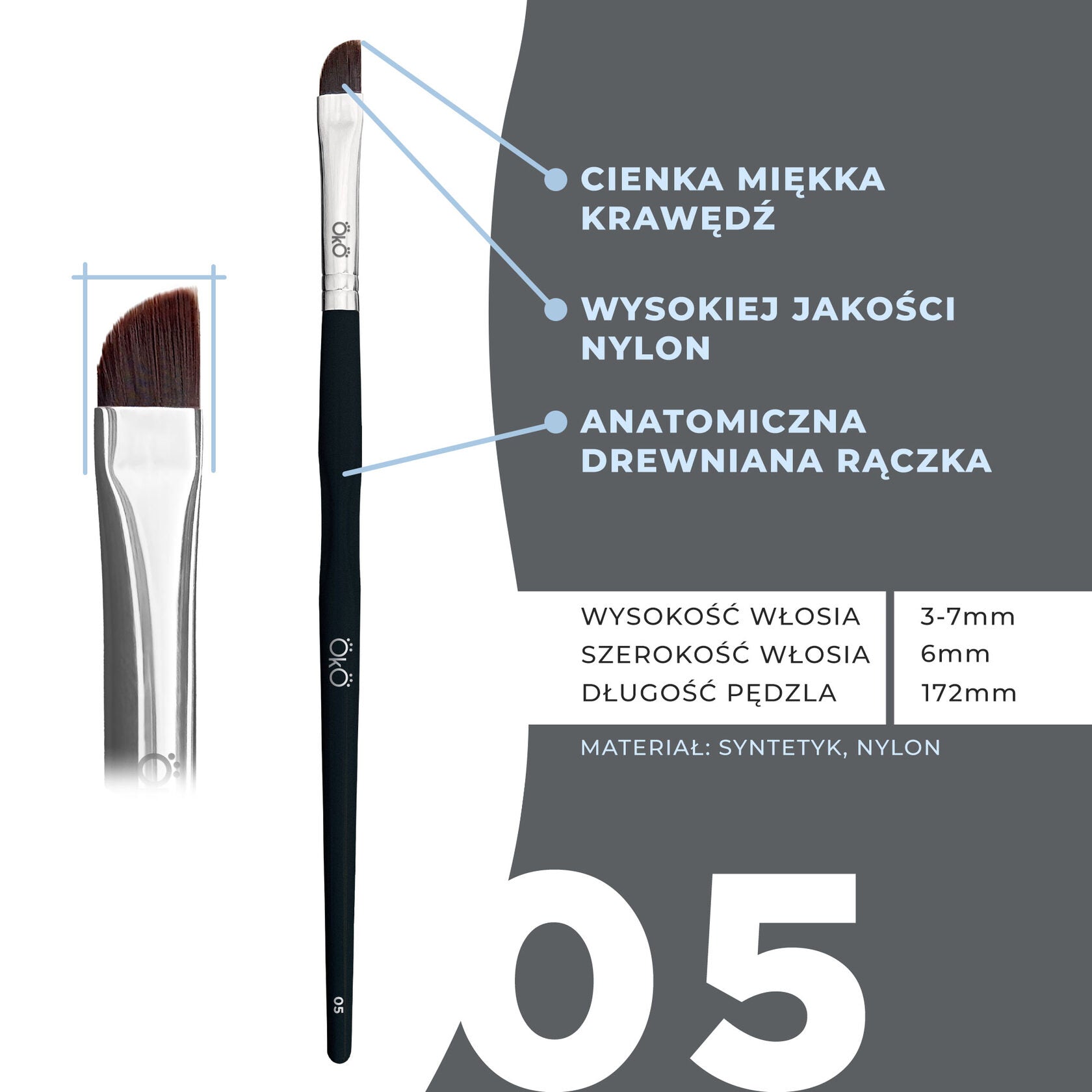 OKO Pędzelek Miękki Ścięty #5 Black Edition