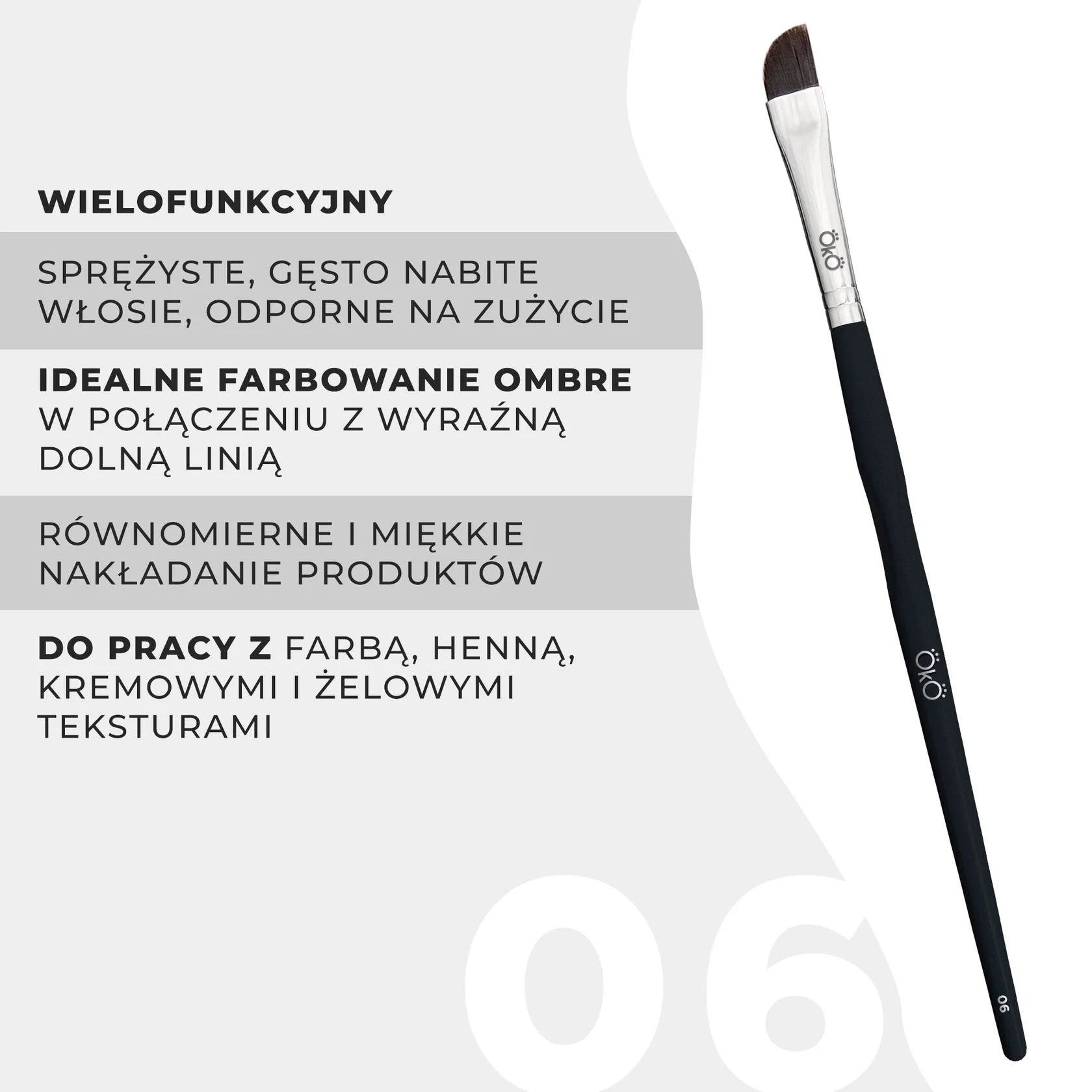 OKO Pędzelek Miękki Ścięty Duży #6 Black Edition