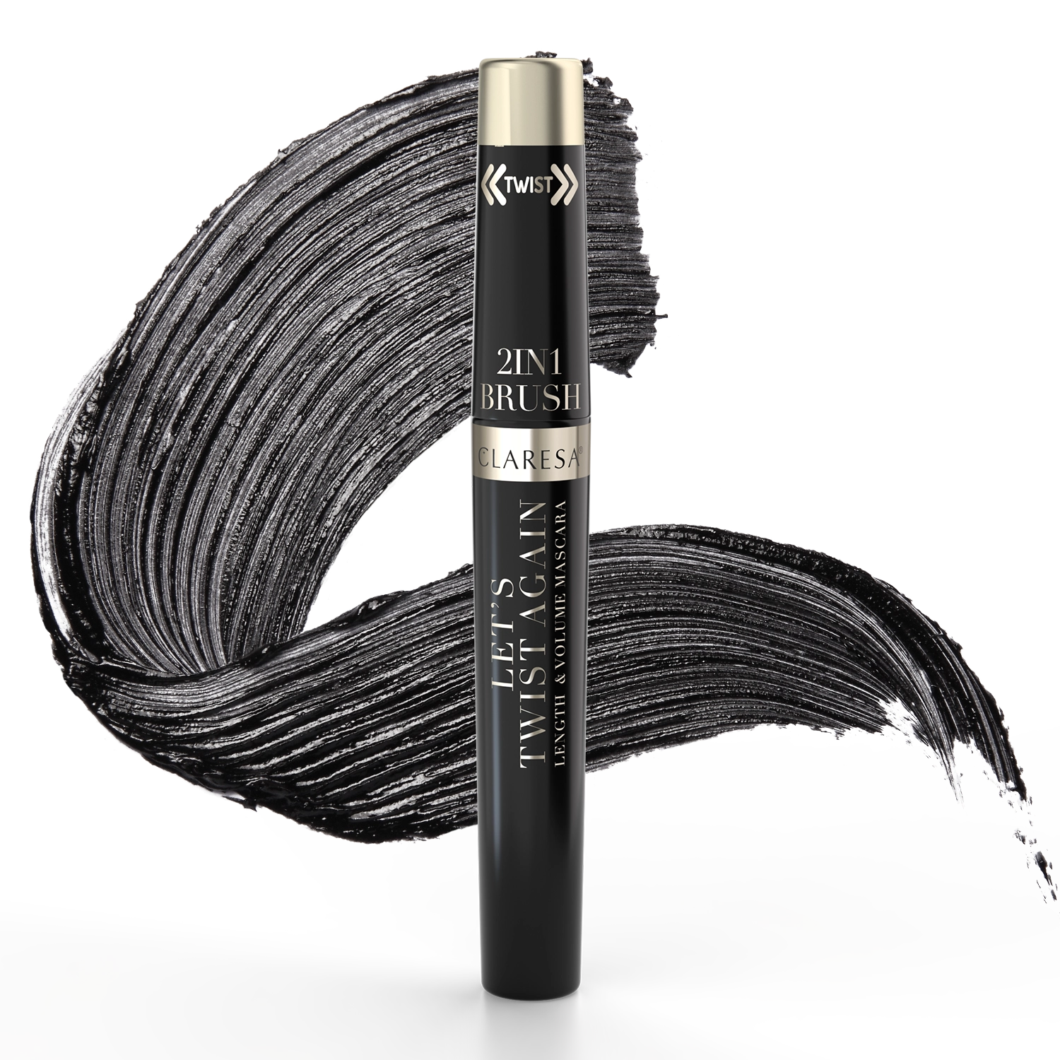 Claresa Let’s Twist Again Length & Volume Mascara Black Tusz Do Rzęs Wydłużająco-Pogrubiający Czarny, 7g