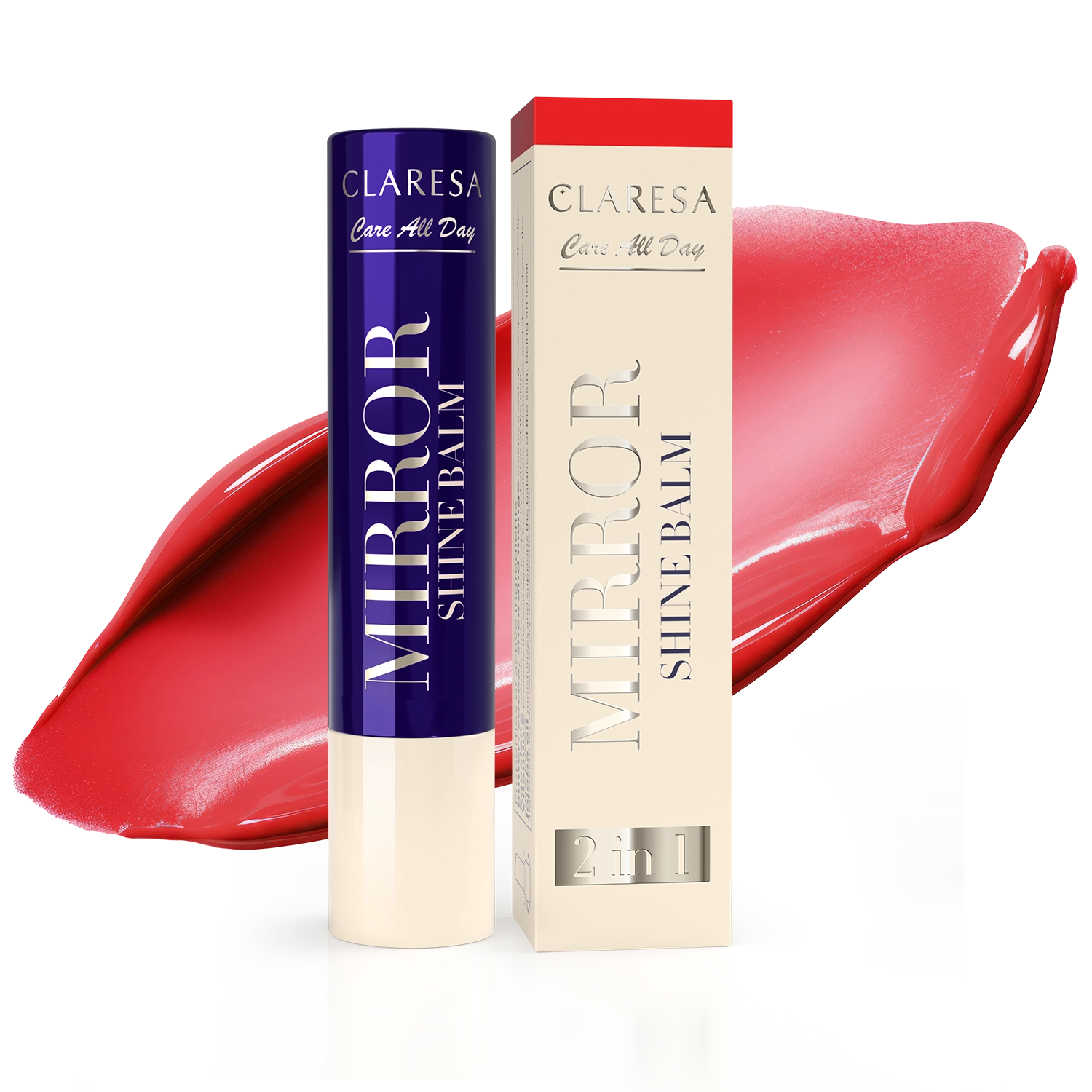 Claresa Care All Day Mirror Shine Balm Błyszczyk W Sztyfcie Queen of Hearts, 3g