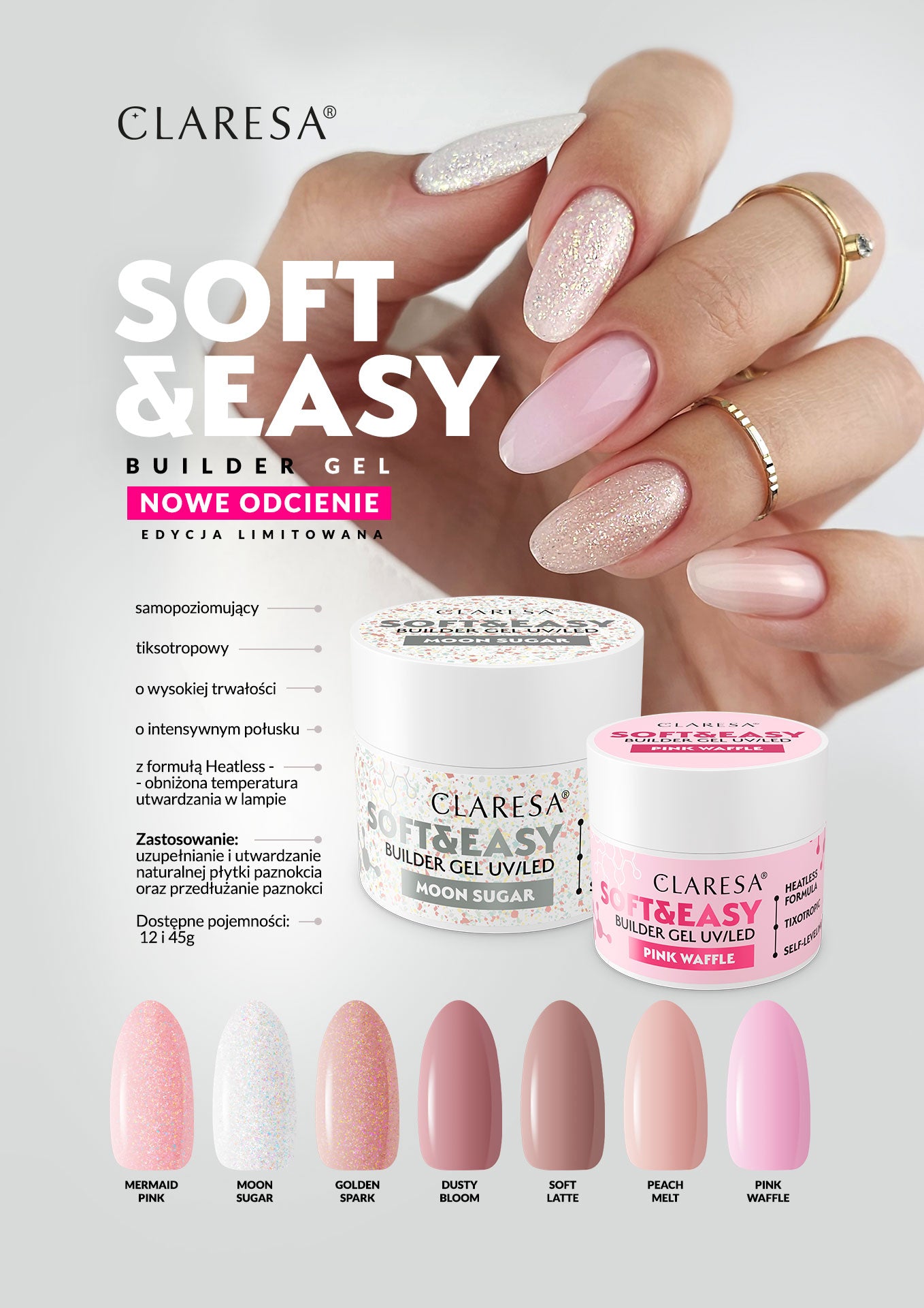 Claresa Żel Budujący Soft&Easy Mermaid Pink 45g