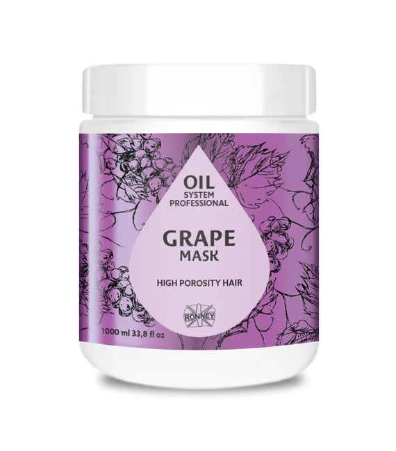 Ronney Professional Oil System High Prosity Hair Maska Do Włosów Wysokoporowatych Grape 1000 ml