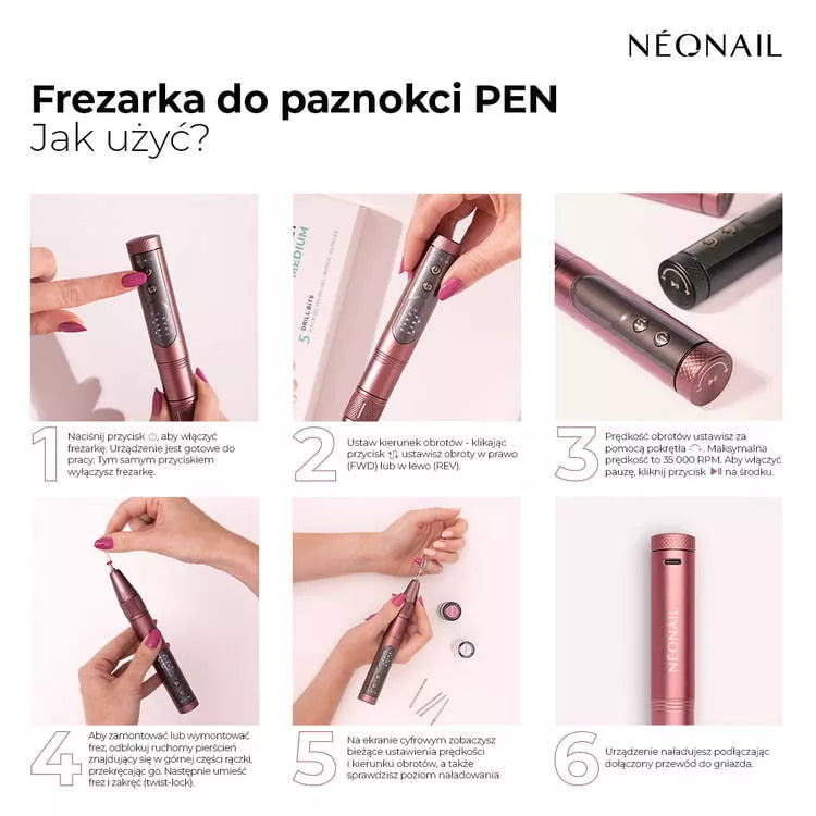 NeoNail Frezarka Do Paznokci Pen Różowa