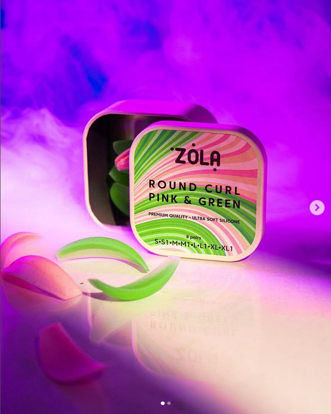 Zola Wałeczki Silikonowe Do Laminacji Rzęs Round Curl Pink & Green