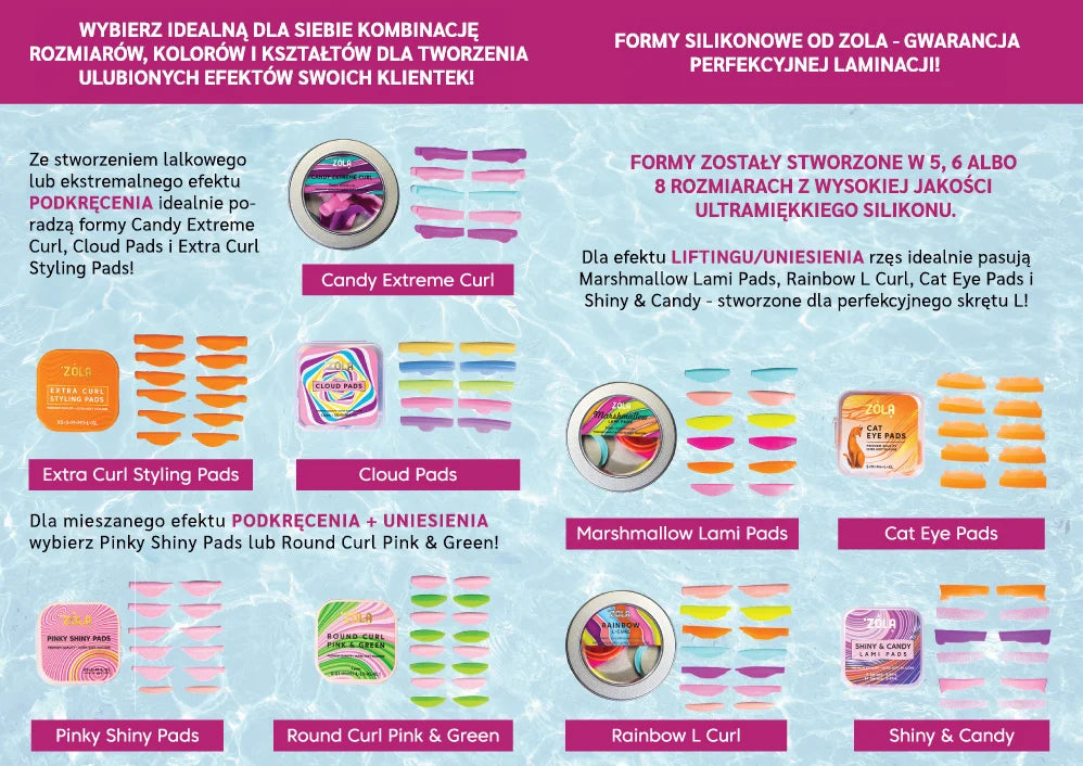 Zola Wałeczki Do Laminacji Rzęs Rainbow L-Curl