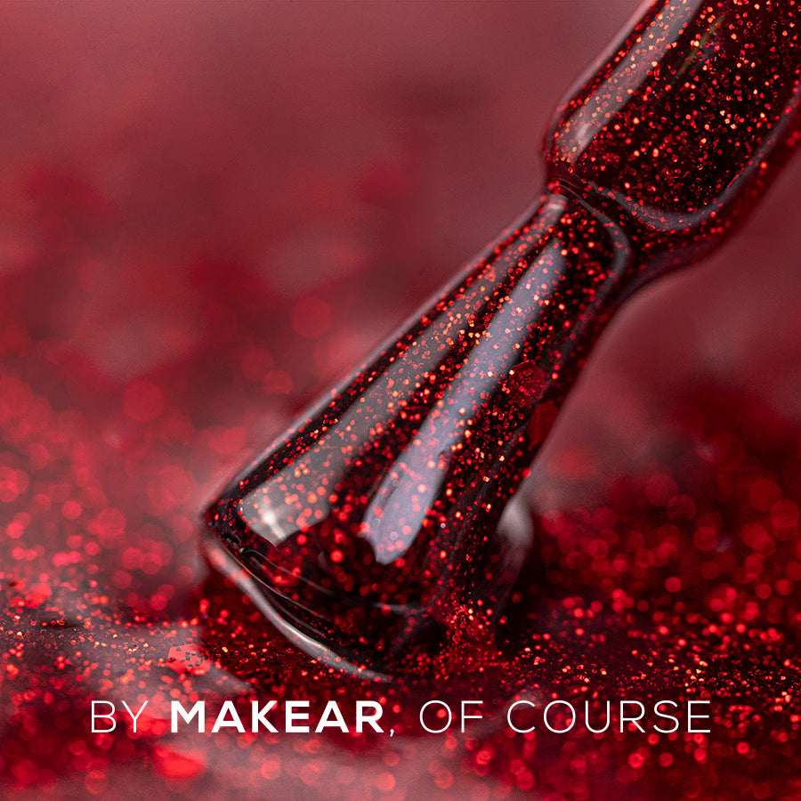 Makear Zestaw Ruby Sparkle - Lakier Hybrydowy, Baza, Top