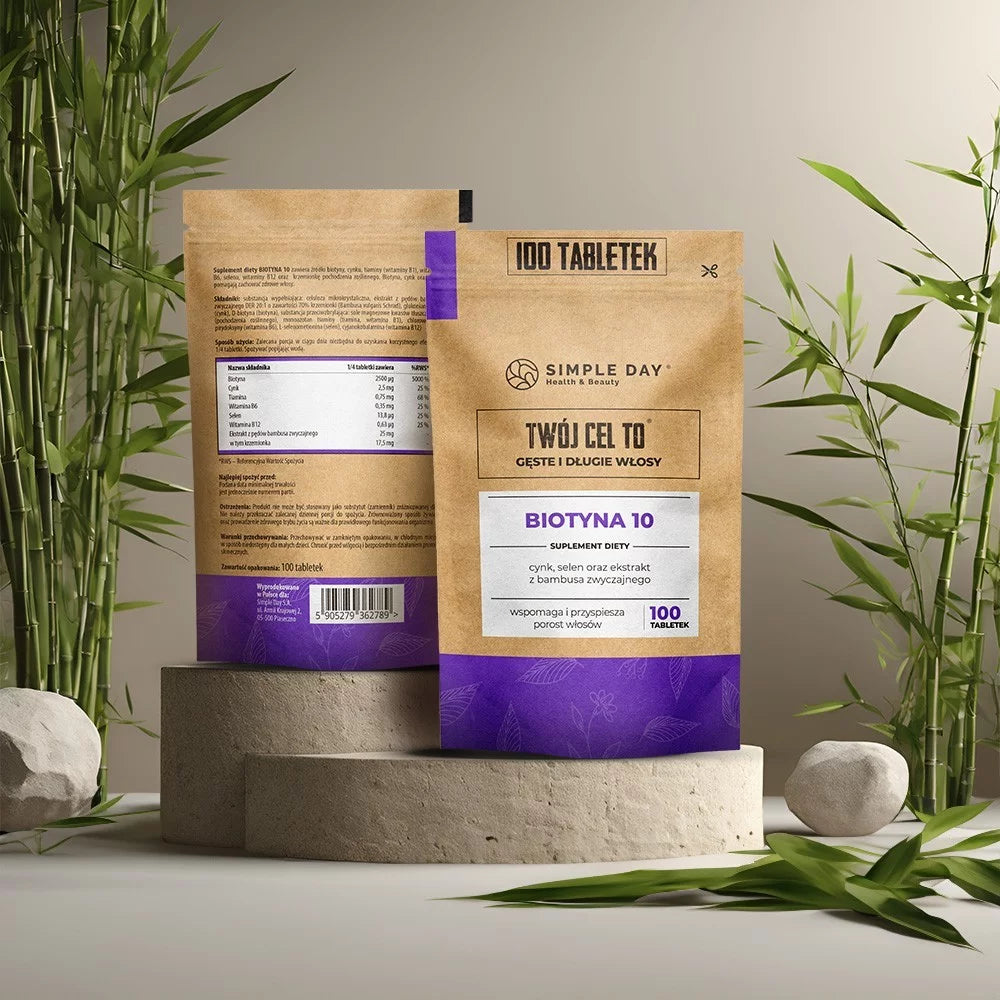 Twój Cel to Biotyna 10 Z Naturalnym Krzemem Suplement Diety Na Wypadanie Włosów 100 Tabletek