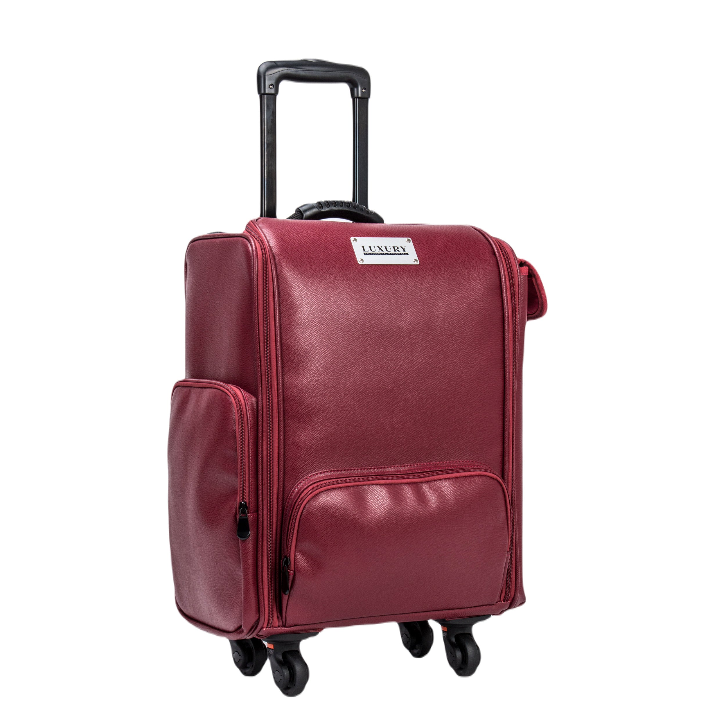 Luxury Makeup Bag Skórzany Kufer Na Kosmetyki Dla Makijażystów Luxury LX-P78L Wine Red (34x47x22cm)