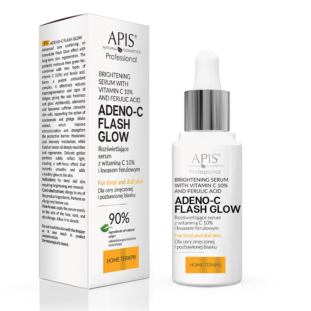 APIS Professional Apis Adeno-C Flash Glow Home Terapis Rozświetlające Serum Do Twarzy Z Witaminą C I Kwasem Ferulowym / 30ml — Składniki i ocena